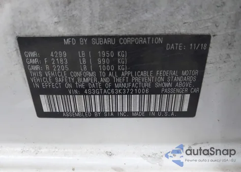 2019 Subaru Impreza 2.0I Premium from USA, damaged, VIN 4S3GTAC63K3721006